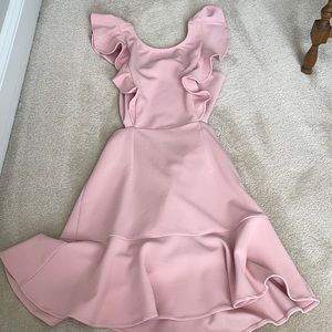 Open Back Pink Ruffle Dress
